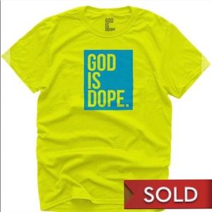Highlighter Blue/Yellow God is Dope Crewneck Tee